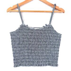 Brandy Melville John Galt Shirt Womens One Size Blue Gingham Izzy Smocked Crop
